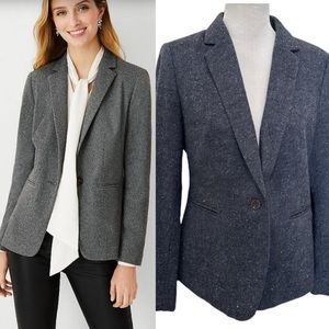 LOFT Navy Tweed Wool Blend Blazer Jacket Women’s Sz 10